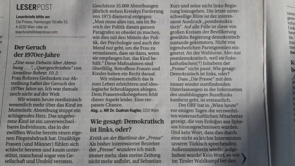 Leserbrief Gudrun Kugler